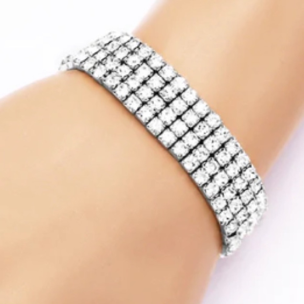 DAZZLING 4-ROW CRYSTAL RHINESTONE STRETCH BRACELET